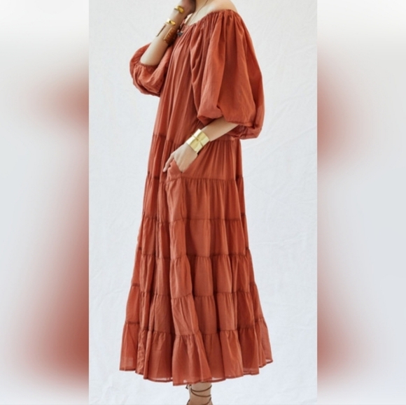 Erika Pena Tiered Off-The-Shoulder Maxi Dress Size XS/S - Picture 2 of 12